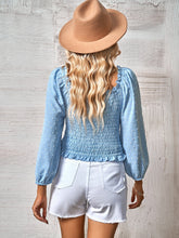 Load image into Gallery viewer, Swiss Dot Smocked Frill Trim Blouse
