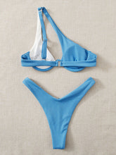 Load image into Gallery viewer, Contrast Single Shoulder Two-Piece Bikini Set
