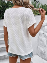Load image into Gallery viewer, Eyelet V-Neck Short Sleeve T-Shirt
