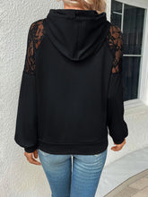 Load image into Gallery viewer, Lace Detail Drawstring Long Sleeve Hoodie
