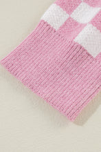 Load image into Gallery viewer, Checkered Collared Neck Dropped Shoulder Sweater
