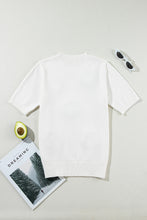 Load image into Gallery viewer, Flower Round Neck Short Sleeve Sweater
