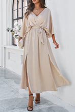 Load image into Gallery viewer, Slit Tied V-Neck Three-Quarter Sleeve Dress
