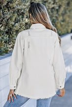 Load image into Gallery viewer, Distressed Button Up Frayed Hem Denim Jacket
