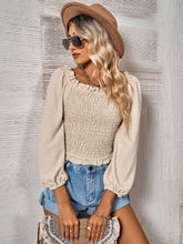 Load image into Gallery viewer, Swiss Dot Smocked Frill Trim Blouse
