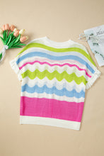 Load image into Gallery viewer, Openwork Color Block Round Neck Knit Top

