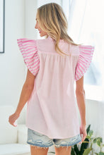 Load image into Gallery viewer, First Love Full Size Striped Flutter Sleeve Blouse
