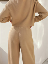 Load image into Gallery viewer, Waffle-Knit Round Neck Top and Pants Set
