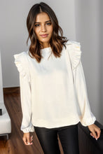 Load image into Gallery viewer, Ruffled Mock Neck Balloon Sleeve Blouse
