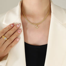 Load image into Gallery viewer, Brass Inlaid Zircon Letter Pendant Necklace
