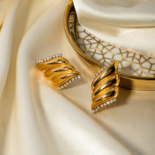 Load image into Gallery viewer, Inlaid Zircon Stainless Steel Geometric Stud Earrings
