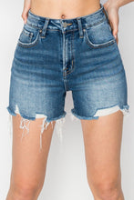 Load image into Gallery viewer, RISEN High Rise Raw Hem Distressed Denim Shorts
