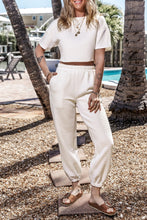 Load image into Gallery viewer, 6013 Round Neck Short Sleeve Top Waist Pants Set
