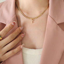 Load image into Gallery viewer, Brass Inlaid Zircon Letter Pendant Necklace
