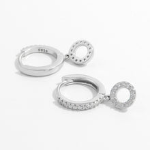 Load image into Gallery viewer, 925 Sterling Silver Inlaid Zircon Hoop Dangle Earrings
