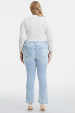 Load image into Gallery viewer, BAYEAS Full Size High Waist Raw Hem Washed Straight Jeans
