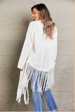 Load image into Gallery viewer, Fringe Hem Open Front Ribbed Trim Cardigan
