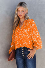 Load image into Gallery viewer, Double Take Printed Notched Neck Smocked Blouse
