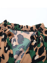 Load image into Gallery viewer, Leopard Notched Flounce Sleeve Midi Dress
