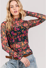 Load image into Gallery viewer, SAGE + FIG Floral Mesh Long Sleeve Top
