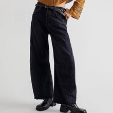 Load image into Gallery viewer, Raw Hem Wide Leg Jeans with Pockets
