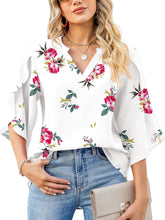 Load image into Gallery viewer, Printed Notched Half Sleeve Blouse
