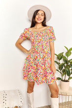 Load image into Gallery viewer, Smocked Sweetheart Neck Flounce Sleeve Mini Dress
