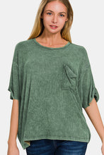 Load image into Gallery viewer, Zenana Ribbed Round Neck Drop Shoulder T-Shirt
