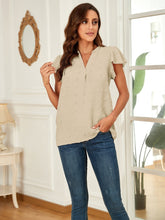 Load image into Gallery viewer, Swiss Dot Notched Cap Sleeve Blouse
