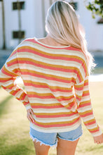 Load image into Gallery viewer, Striped Round Neck Dropped Shoulder Pullover Sweater
