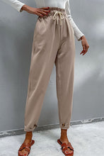 Load image into Gallery viewer, Drawstring Paperbag Waist Button Detail Pants
