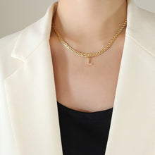 Load image into Gallery viewer, Brass Inlaid Zircon Letter Pendant Necklace
