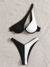 Load image into Gallery viewer, Contrast Single Shoulder Two-Piece Bikini Set
