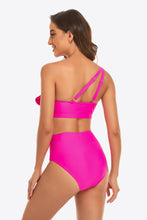 Load image into Gallery viewer, Ruffled One-Shoulder Buckled Bikini Set
