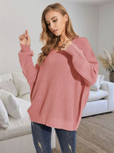 Load image into Gallery viewer, V-Neck Batwing Dropped Shoulder Sweater
