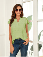 Load image into Gallery viewer, Swiss Dot Notched Cap Sleeve Blouse
