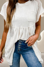 Load image into Gallery viewer, Openwork Round Neck Cap Sleeve Blouse
