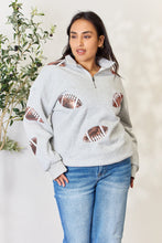 Load image into Gallery viewer, Full Size Sequin Football Half Zip Long Sleeve Sweatshirt
