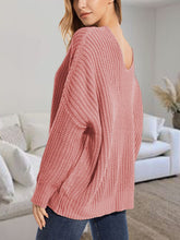 Load image into Gallery viewer, V-Neck Batwing Dropped Shoulder Sweater
