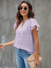 Load image into Gallery viewer, Swiss Dot Notched Cap Sleeve Blouse
