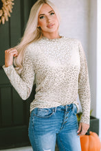 Load image into Gallery viewer, Round Neck Leopard Print Long Sleeve Tee
