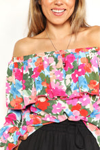 Load image into Gallery viewer, Double Take Floral Off-Shoulder Flounce Sleeve Layered Blouse
