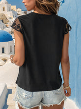 Load image into Gallery viewer, Lace Trim Cap Sleeve Blouse
