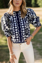 Load image into Gallery viewer, Printed Round Neck Half Sleeve Blouse
