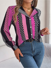 Load image into Gallery viewer, Polka Dot Contrast Long Sleeve Shirt
