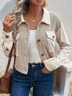 Pocketed Houndstooth Long Sleeve Jacket