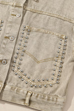 Load image into Gallery viewer, Studded Collared Neck Denim Jacket with Pockets
