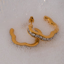Load image into Gallery viewer, Stainless Steel Inlaid Zircon C-Hoop Earrings
