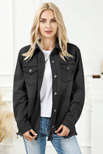 Load image into Gallery viewer, Distressed Button Up Frayed Hem Denim Jacket
