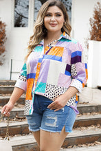 Load image into Gallery viewer, 1XL - 3XL Pattern Contrast Office Blouse
